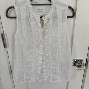 White Sleeveless Lace Top neighborhood medium Anthropologie $98 retail